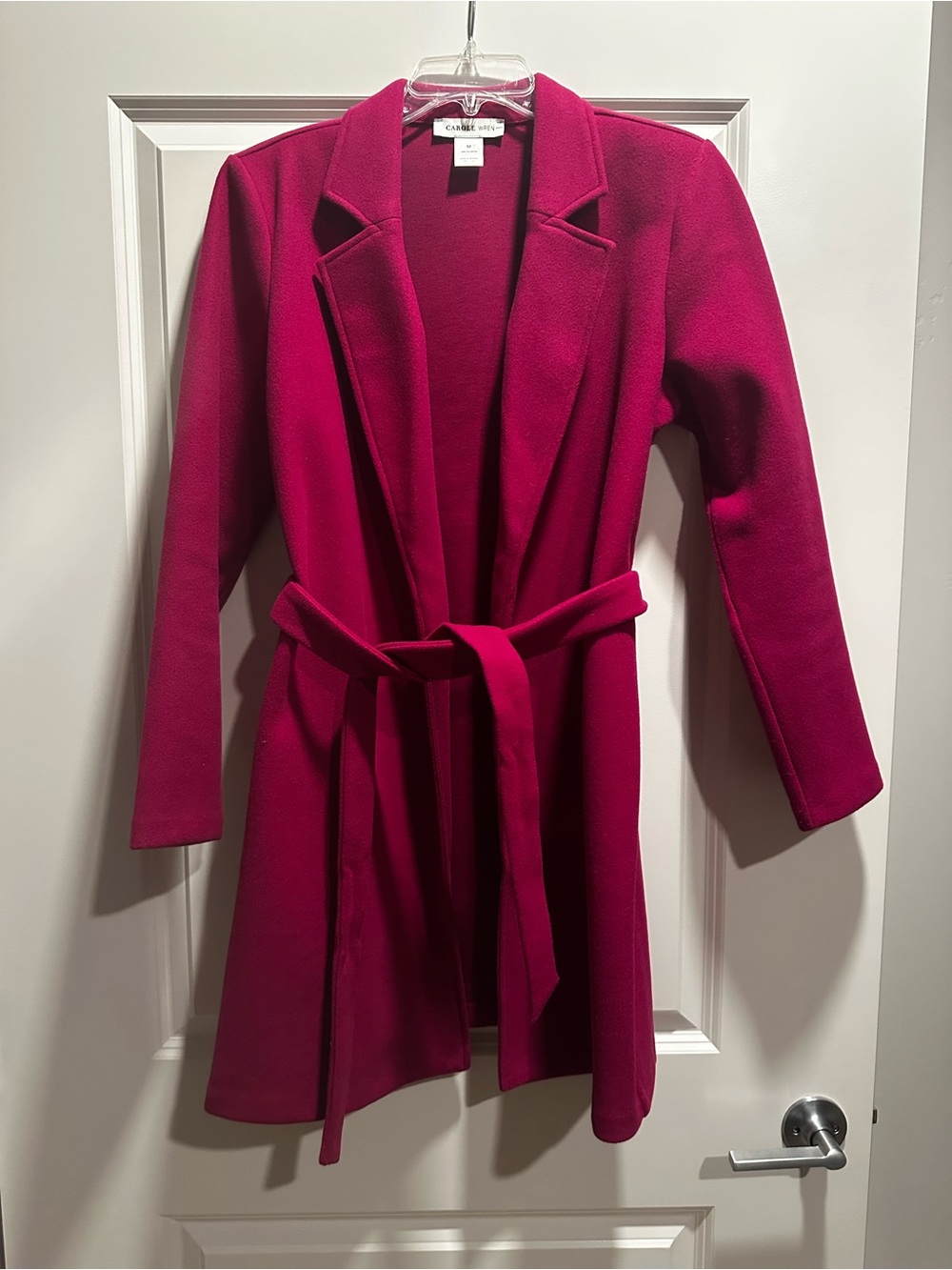 Carole Wren Women's Fuchsia Belted Pea Coat